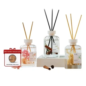 No Fire Glass Aromatherapy 200ml Alcohol Free Natural Essential Oil Gift Box Rattan Peach Blossom Scented Long Lasting Fragrance