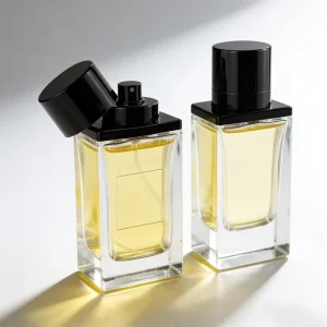 OEM 30ml 50ml Men’s Perfume Spray Mist Private Label Fragrance Bottle Packaging with Black Magnetic Lids and Box