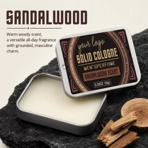 OEM Factory Customized Long Lasting Natural Aromatic Warm Woody Grounded Amber Musk Sandalwood Mens Solid Cologne