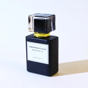 Oem Custom 30ml 50ml 100ml Rectangle Vintage Portable Empty Spray Glass Square 50 Ml Black Perfume Bottle With Plastic Lid