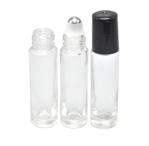 Online Customized 10 ml Amber Clear Transparent Glass Empty Cosmetic Roll on Perfume Bottle