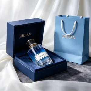 Perfume Bottle 30ML 100ML Gradient Black Blue 50ML Empty With Box and Leather Lid