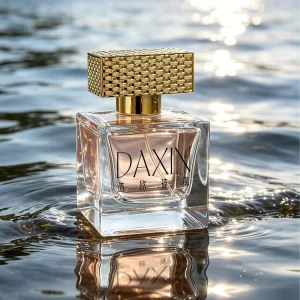 Perfume Bottle 50ml Clear Empty Cosmetic Glass Perfume Bottle Flat Square Perfume Bottle Refill with Gold Sealing Cap