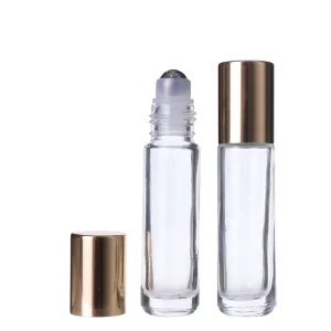 Perfume Essential Oil Bottles Travel Size Mini Black Gold Silver Cap Clear Glass Roll on Perfume Bottles