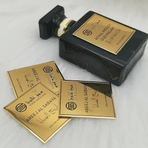 Perfume Fragrance Custom Private Label Printing Self Adhesive Gold Metal Stickers Embossed Labels for Perfume