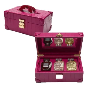 Personalized Women’s Men’s Perfume Hard Travel Carry case Box 50ml Packaging Luxury Leather Perfume Set Gift Box with logo