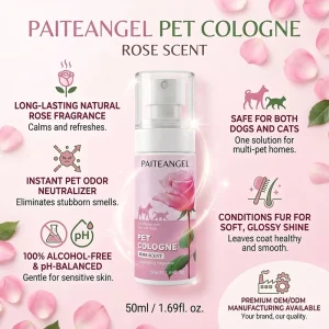 Pet Cologne Rose Scent Alcohol Free Deodorizing Spray for Dogs Cats OEM Custom Formula