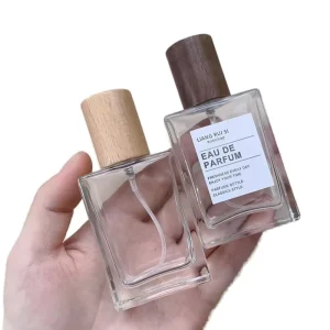 Portable 30ML 50ML Glass Spray Bottle for Perfume Dispenser Large Capacity Walnut Replacement Bottle for Personal Care