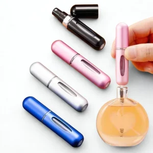 Portable High Quality Unisex Refillable Aluminum Perfume Pump Spray Bottles 5 ML Logo Print Cosmetics Makeup Personal Care