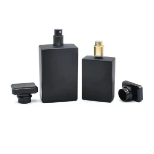 Portable Rectangular Glass Perfume Bottles 30ml 50ml 100ml Empty Black Glass Fragrance Cologne Pump Sprayer Bottle