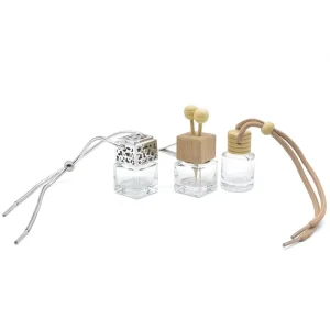 Portable Wood Stopper Essence Vials 5ml 8ml Glass Car Hanging Fragrance Oil Container With Wooden Top