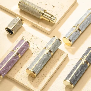 Premium 5ml 10ml Luxury Leather Mini Pocket Size Travel Size Refillable Aluminum Perfume Spray Bottle