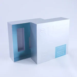 Premium Custom Cosmetic Gift Box with Foiling Embossed Patterns Iridescent Gradient Design Ideal for Skincare Beauty Gift Sets