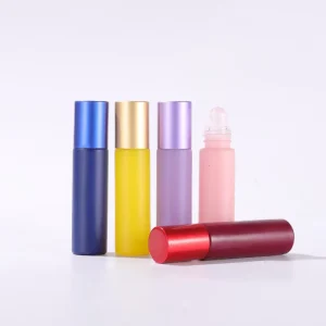 Private Label 10ml Roll on Glass Perfume & Essential Oil Bottle with Gemstone Colored Roller