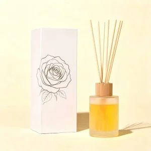 Private Label Eco-Friendly 120ml Frosted Glass Diffuser Vial Reusable Essential Oil Container with Bamboo Wood Lid