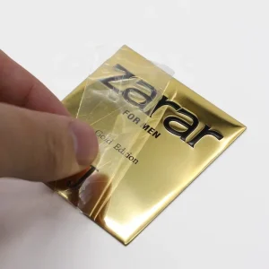 Private Label Perfume Shinny Gold Cosmetic Bottle Metal Aluminum Packaging Sticker Label