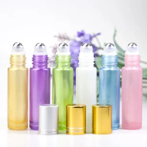 Rainbow Color Glass Roller Bottle Roll on Perfume Bottle