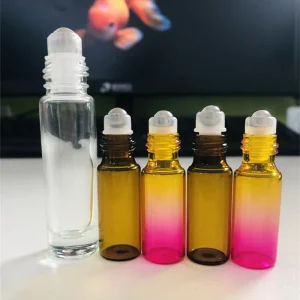 Rainbow Colorful Glass Roll on Bottle Perfume 10ml Essential Oil Roller Bottle with Roll