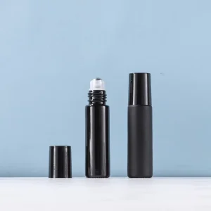 Ready Goods Perfume Oil Cosmetic Packaging Empty Round Black Matte 10ml Roll on Bottle