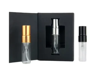 Ready Goods Small Cylinder Glass Perfume Bottle Pump Sprayer 3ml 5ml 10ml Sizes Black White Box Packaging for Skin Care Serum