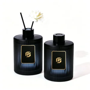 Ready Stock 200ml Glass Reed Diffuser Bottle With Cap Luxury Frosted Black Empty Glass Stick Bottle for Aroma Oil Diffuser