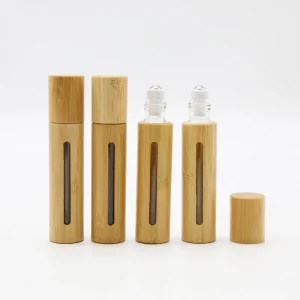 Ready to Ship 10 ml Bamboo Roller Bottle with Stainless Steel Roll on Ball Perfume Roll on Glass Bottles