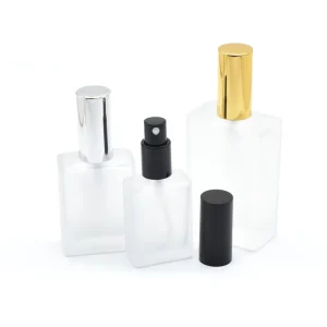 Rectangular Frosted Glass Cologne Perfume Bottle 30ml 50ml 100ml Glass Cosmetic Packaging Bottles with Pump Mist Sprayer