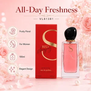 Red 100ml Women Eau De Parfum Large Red Bottle Floral Scent Long Lasting Ladies Fragrance With Gift Box