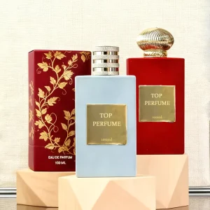 Red Luxurious Texture Flocked Square Perfume Bottle with Delay Sprayer 100ml