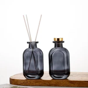 Reed Diffuser Bottle Glass 100ml 200ml 500ml Smoky Grey Conical Aromatherapy Minimalist Diffuser Bottles