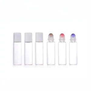 Refillable 3ml 5ml Fragrance Oil Bottles Empty Glass Perfume Roll On Bottle with Colored Roller Ball for Cosmetic