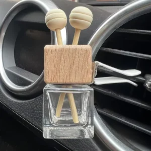 Refillable Square 8ml Essential Oil Auto Perfume Diffuser Bottle With Vent Clip Aromatherapy Fragrance Ornament Decor