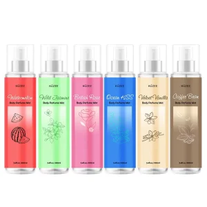 Refreshing Hydrating British Rose Coffee Jasmine Ocean Kiss Vanilla Watermelon Body Perfume Mist Spray with Hyaluronic Acid