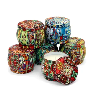 Reusable 4oz 8oz Black White Gold Cosmetic Package Solid Perfume Aromatherapy Soy Bean Wax Metal Tin Candle Jars