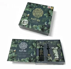 Rigid Cardboard Gift Box Green Natural Scented Products Aromatherapy Eco Friendly Embossing Magnetic Closure Paper