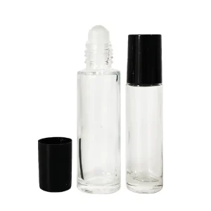 Roll On Glass Cosmetic Perfume Bottle with Black Lid for Eye Cream Packaging