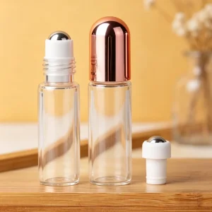 Roll on 1ML 2ML 3ML 5ML 6ML 10ML Empty Pink Rose Gold Lid Perfume Packaging Glass Essential Oil Eye Oil Bottle
