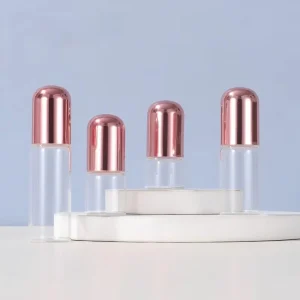 Roll on Bottle 1ML 2ML 3ML 5ML Empty Pink Rose Gold Lid Perfume Packaging Steel Glass Hot Stamping Essential Oil Bottle