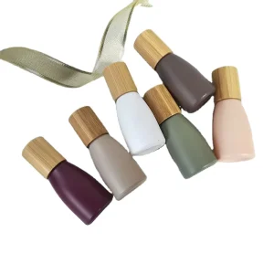 Roll on Bottle Special Design 12ml Morandi Glass Bottle with Metal Roller and Bamboo Cap for Cosmetic Packaging