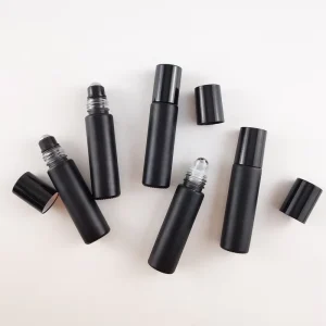 Roll on Glass Bottle Skincare Roller Ball Tube for Perfume Beard Essential Oil Black Cosmetic Packaging Personal Care