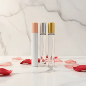 Roll on Glass Round Tube Bottle with Metal Ball Perfume Packing Essential Oil with Plastic Cap