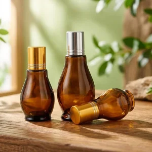 Roll on Perfume Bottles 10 100ml Amber Glass Frost Finish Refillable Screw Cap Screen Printing for Skin Care Serum