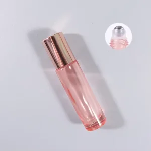 Rose Gold Cylindrical Glass Roller Bottle 10ml 5ml Empty Roll On Dispensing Bottle for Essential Oil Perfume Cosmetics Sample