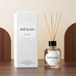Round 120ml 150ml 200ml Amber Glass Reed Diffuser Bottle with Screw Cap Wooden Lid Home Fragrance Gift Box