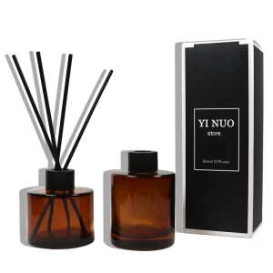 Round Clear Amber Reed Diffuser Bottle Glass Reed Diffuser Bottle with Box 100ml 150ml 200ml