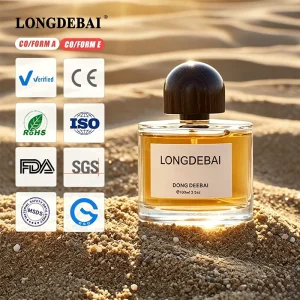 Round Clear Glass Perfume Bottle 30ml 50ml 100ml Empty Crimp Perfume Bottle With Wood Cap