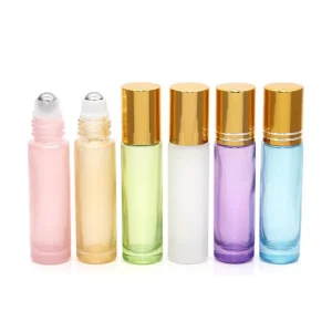 Round Colorful Pearl Pearlescent Glass 10ml Roller Ball Bottle Essential Oil Roller Bottle Empty