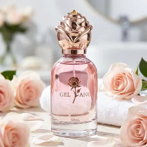 Round Custom Glass Perfume Bottle Clear Pink 30Ml 50Ml Perfume Glass Bottle 100Ml Empty Perfume Bottle With Lid