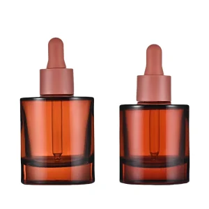 Round Glass Dropper Bottle with Screw Cap and Hot Stamping for Essential Oil and Cosmetic Use 30ml 50ml