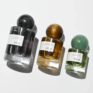Round Glass Perfume Bottle 30ml 50ml 100ml with Stone Crystal Ball Cap